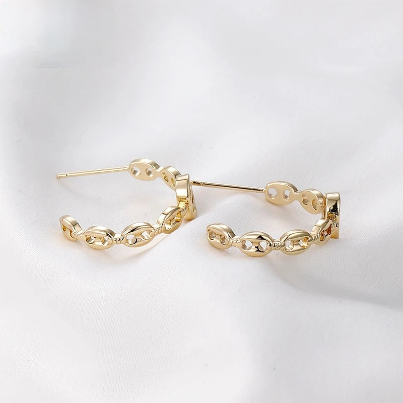 14k Plated Japanese C-shaped Earpin DIY Earrings Accessories