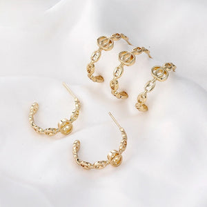 14k Plated Japanese C-shaped Earpin DIY Earrings Accessories