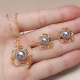 14k Plated Shell Pearl Set for Women Wedding Anniversary