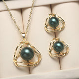 14k Plated Shell Pearl Set for Women Wedding Anniversary