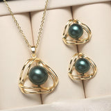 14k Plated Shell Pearl Set for Women Wedding Anniversary