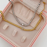 14k Plated Charm Bracelet for Women, Waterproof Beaded Chain Bracelet