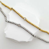 14k Plated Charm Bracelet for Women, Waterproof Beaded Chain Bracelet