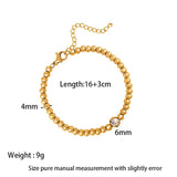 14k Plated Charm Bracelet for Women, Waterproof Beaded Chain Bracelet