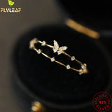 925 Silver Zircon Butterfly Ring Double Layer