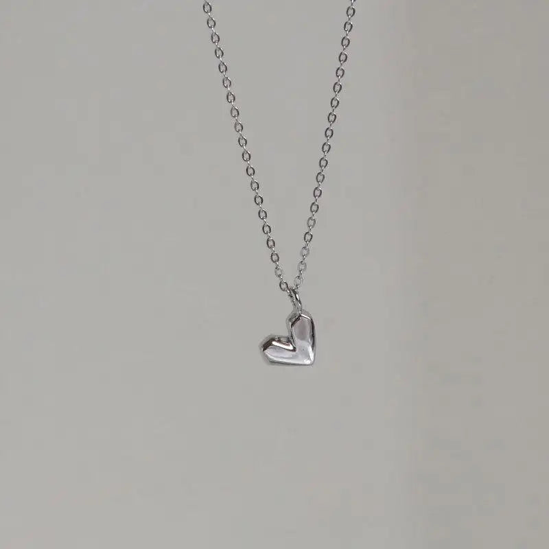 Heart Pendant Necklace 925 Sterling Silver Chain Women Bling Fine Jewelry
