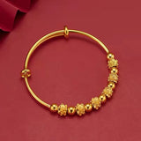 14k Real Bead Lucky Flower Bracelet for Women Bride Wedding