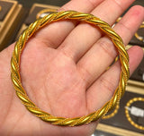 14k Gold Twist Bracelet for Women, Bridal Bangles Jewelry