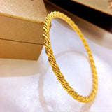 14k Gold Twist Bracelet for Women, Bridal Bangles Jewelry