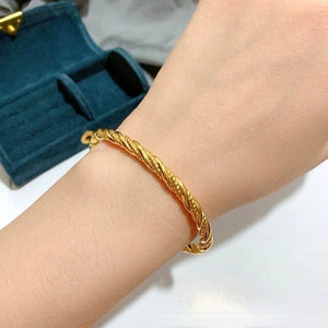 14k Gold Twist Bracelet for Women, Bridal Bangles Jewelry