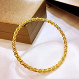 14k Gold Twist Bracelet for Women, Bridal Bangles Jewelry