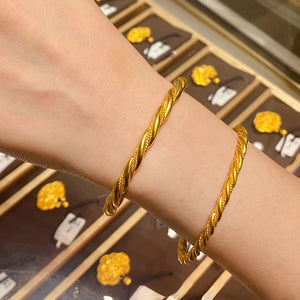 14k Gold Twist Bracelet for Women, Bridal Bangles Jewelry
