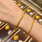 14k Gold Twist Bracelet for Women, Bridal Bangles Jewelry