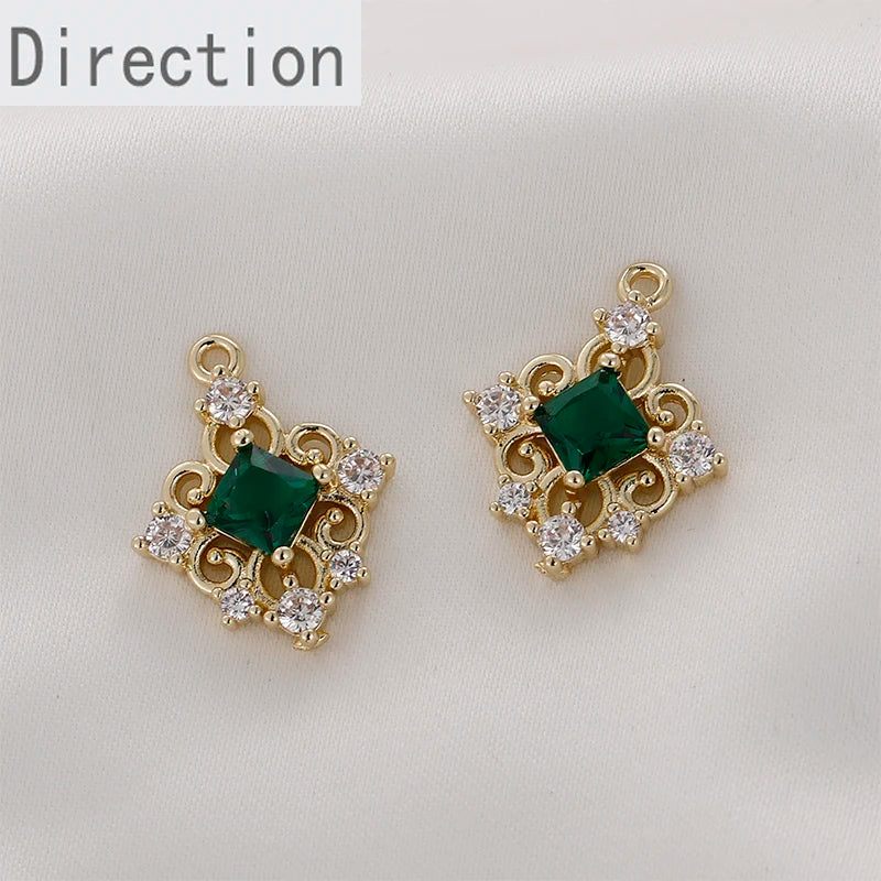 14k Retro Double Hanging Diamond Zircon Pendant