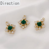 14k Retro Double Hanging Diamond Zircon Pendant