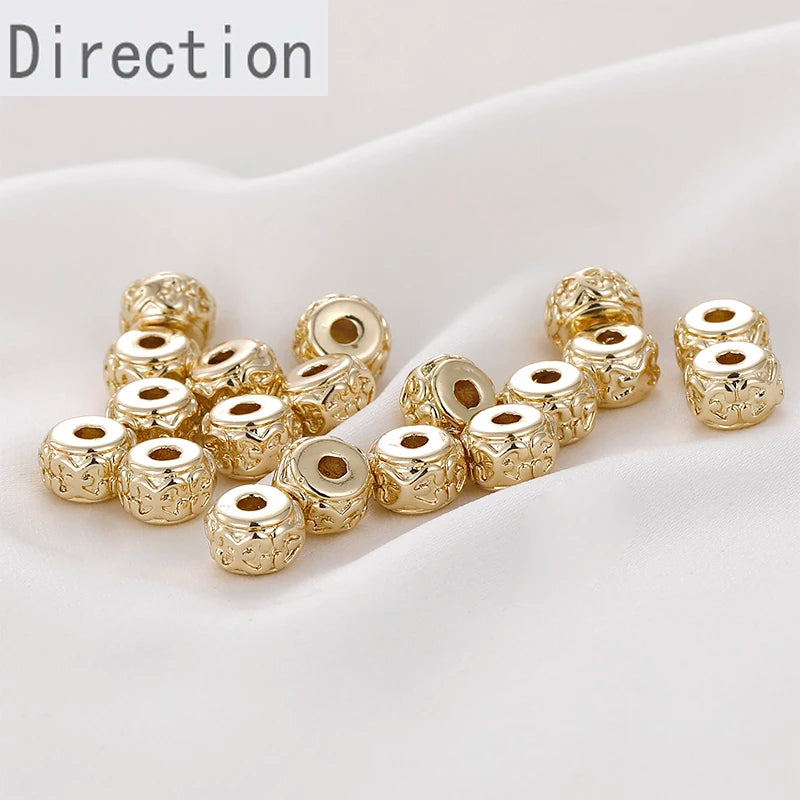 14k Retro Pattern Wheel Beads DIY Jewelry Accessory