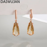 Champagne Citrine Crystal Drop Earrings for Women
