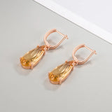 Champagne Citrine Crystal Drop Earrings for Women