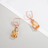 Champagne Citrine Crystal Drop Earrings for Women