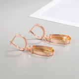 Champagne Citrine Crystal Drop Earrings for Women