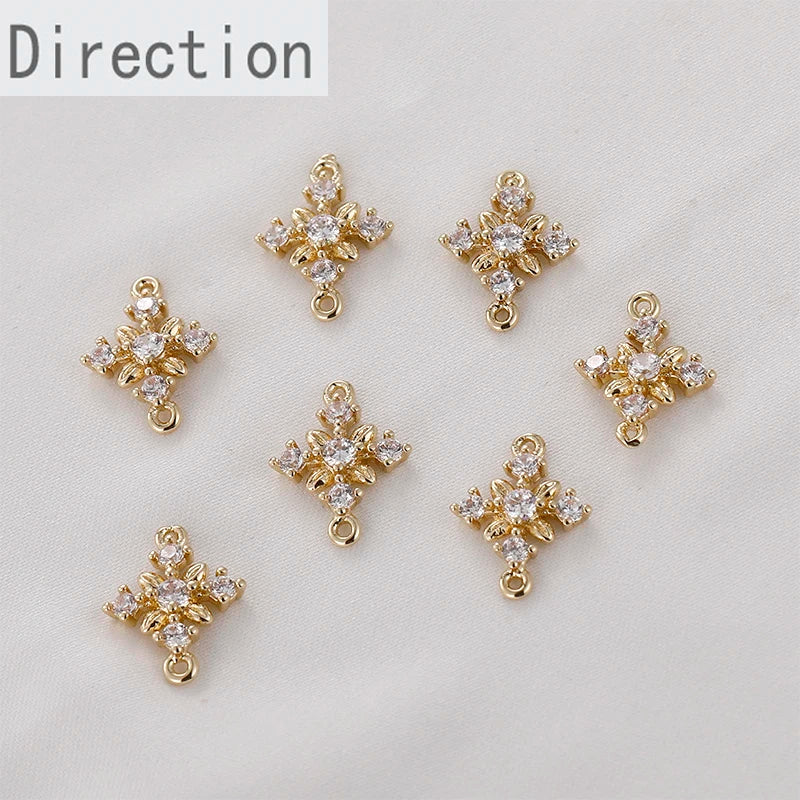 14k Zircon Leaf Flower Pendant Jewelry Accessories