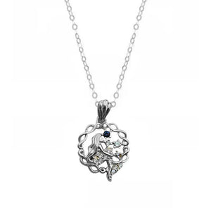 14k Zircon Mermaid Necklace 925 Sterling Silver Fairy