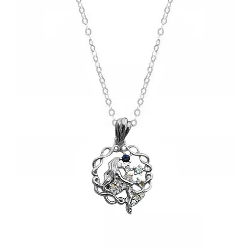 14k Zircon Mermaid Necklace 925 Sterling Silver Fairy