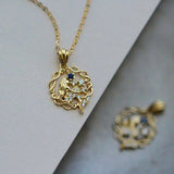14k Zircon Mermaid Necklace 925 Sterling Silver Fairy