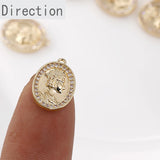 14k Gold Retro Queen Zircon Pendant DIY Jewelry Making Materials