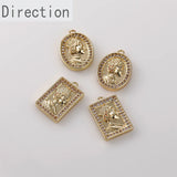 14k Gold Retro Queen Zircon Pendant DIY Jewelry Making Materials