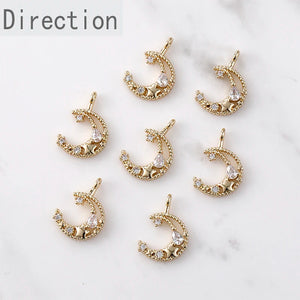 14k Gold-clad Diamond Zircon Moon Star Pendant