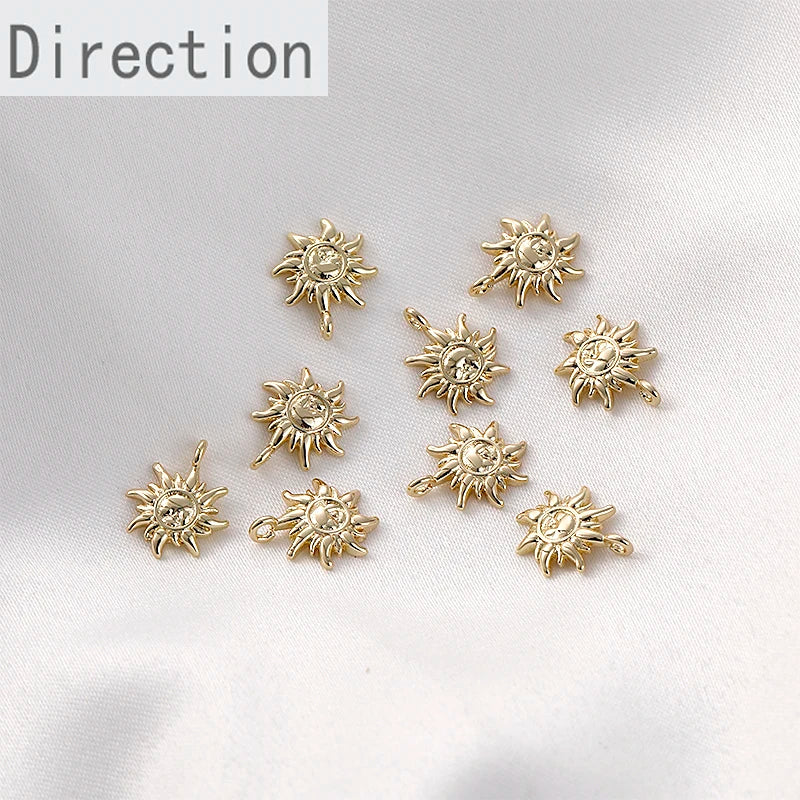 14k Gold-clad Mini Sun Pendant DIY Jewelry Copper Plated