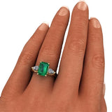 14k Green Emerald Ring for Women Pure Emerald Gemstone Ring