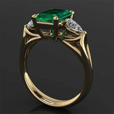 14k Green Emerald Ring for Women Pure Emerald Gemstone Ring