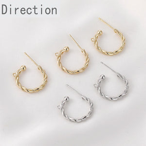 14k Gold-covered Twisted Twist C-shaped Earrings