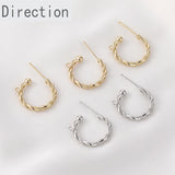 14k Gold-covered Twisted Twist C-shaped Earrings