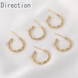14k Gold-covered Twisted Twist C-shaped Earrings