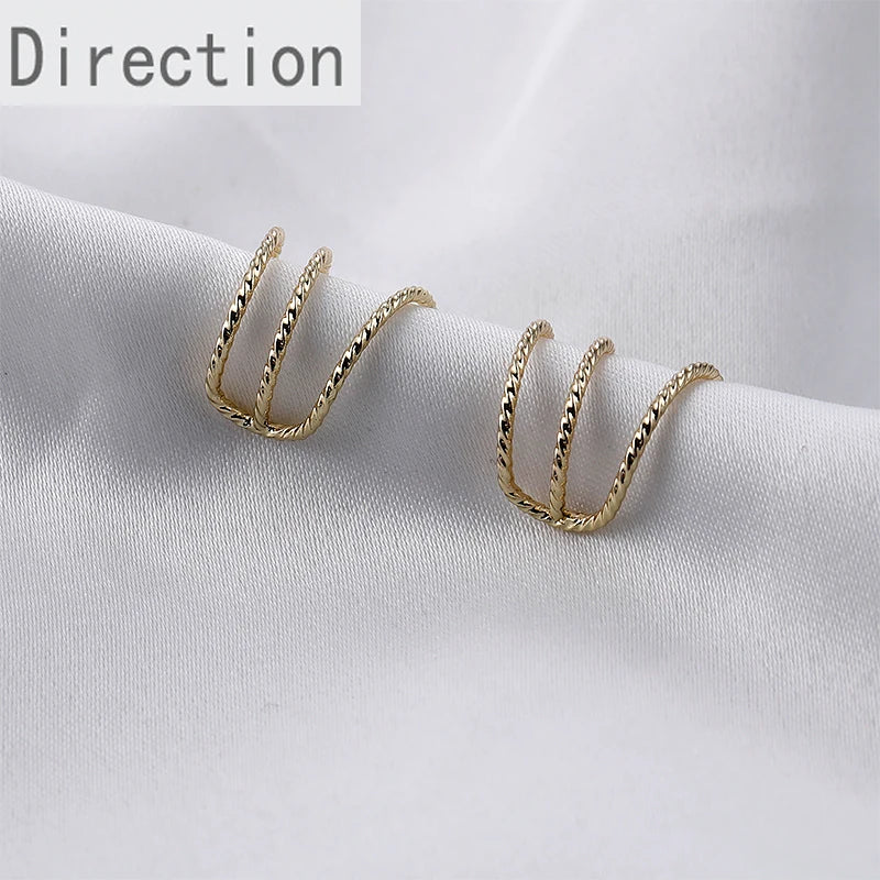 14k Gold-plated Copper-plated True C-type Ear Clip Split Flower