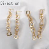 14k Gold-plated Snake Print Long Chain Earrings