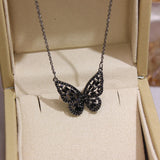 14k Plated Butterfly Necklace Bling Zircon Women Wedding Pendant