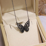 14k Plated Butterfly Necklace Bling Zircon Women Wedding Pendant