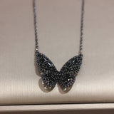 14k Plated Butterfly Necklace Bling Zircon Women Wedding Pendant