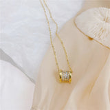 Colorful Rainbow Zircon Necklace 14k Plated Lady Charm Clavicle Jewelry Gift