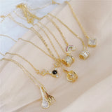 Colorful Rainbow Zircon Necklace 14k Plated Lady Charm Clavicle Jewelry Gift