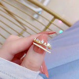 14k Plated Adjustable Pearl Rings Set - Elegant Feminine Gift