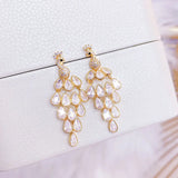 14k Plated Peacock Earrings with Zircon Inlay