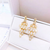 14k Plated Peacock Earrings with Zircon Inlay