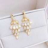 14k Plated Peacock Earrings with Zircon Inlay