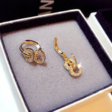 14k Plating Round Shine Earrings Charm Delicate Ear Stud Lady Jewelry