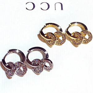 14k Plating Round Shine Earrings Charm Delicate Ear Stud Lady Jewelry